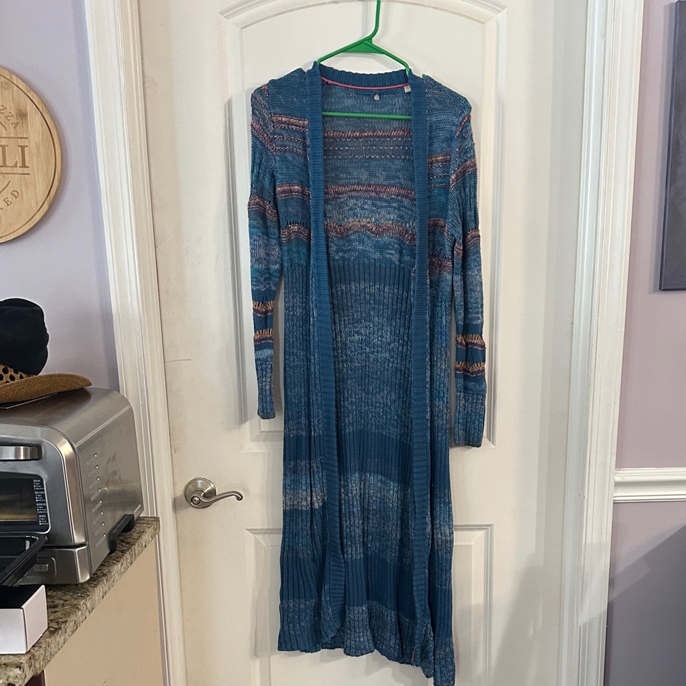 NEW Anthropologie x Knitted and Knotted Blue Striped Long Duster - Size S